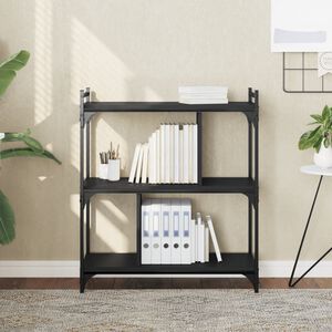 vidaXL Kirjahylly 3 kerrosta musta 76x32x88 cm tekninen puu