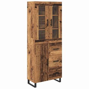 vidaXL Korkea kaappi 2 pcs Vanha Puu Puurakenteinen ja lasi
