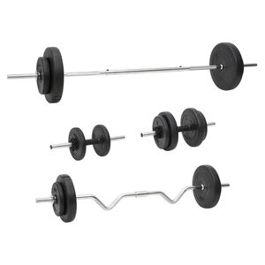 vidaXL Painonnostotanko ja k&auml;sipainosarja levyill&auml; 60 kg