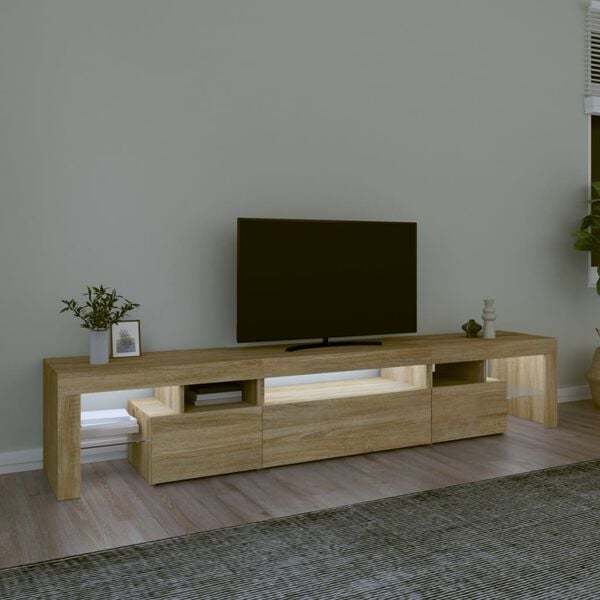 vidaXL TV-taso LED-valoilla Sonoma-tammi 215x36,5x40 cm