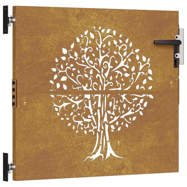 vidaXL Puutarhaportti 85x75 cm Corten-teräs, puukuvio