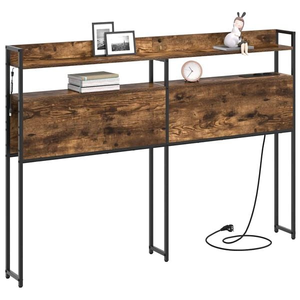 vidaXL S&auml;ilytysp&auml;&auml;ty hyllyll&auml; p&auml;&auml;tyll&auml; Savutammi 120 cm Tekninen puu