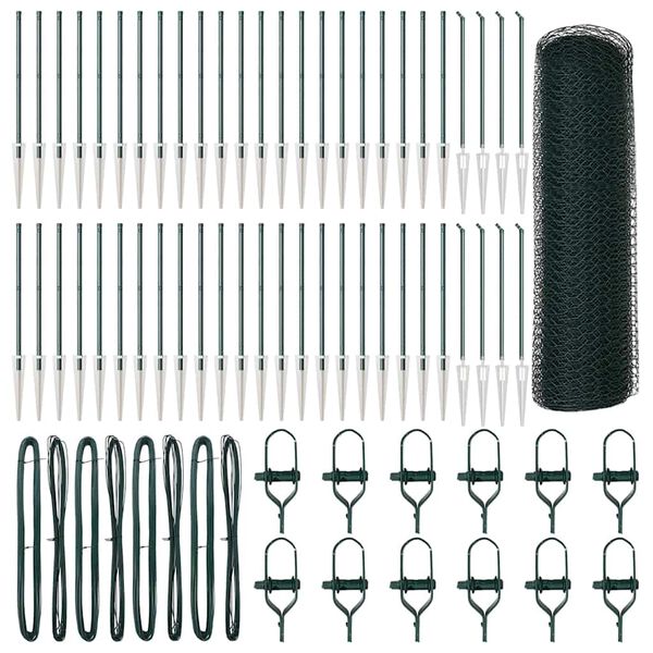 vidaXL Aitalatu Vihre&auml; 100 x 0,6 m (25 mm verkko) Ter&auml;st&auml; ja PVC:t&auml;