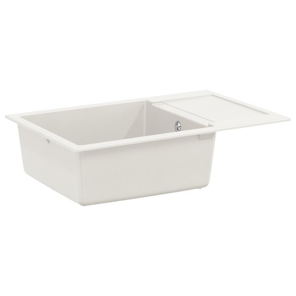 vidaXL Allas Valkoinen 780 x 500 mm 80% kvartsia ja 20% hartsia