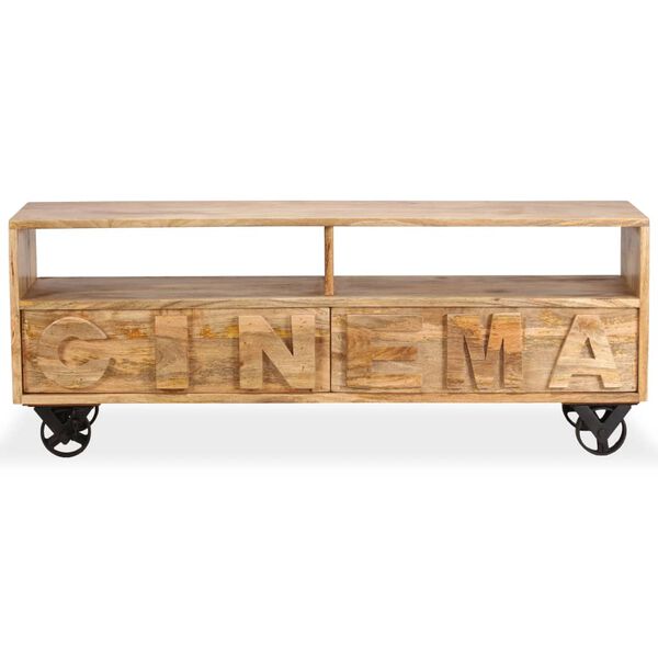 vidaXL TV-taso kiinteä mangopuu 120x30x48 cm