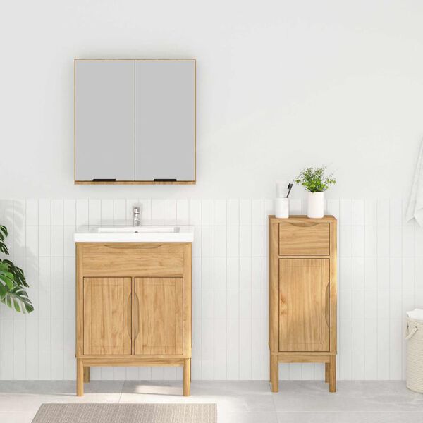 vidaXL Kylpyhuonekalustesetti laatikon kanssa FLORO 2 pcs Vaha ruskea