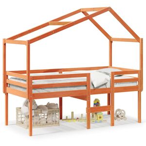 vidaXL Korotettu s&auml;nky katolla vahanruskea 90x190 cm t&auml;ysi m&auml;nty