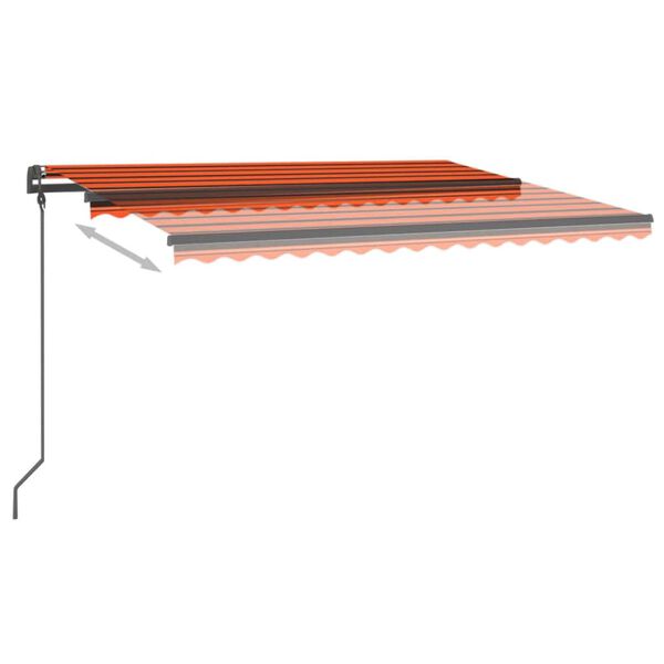 vidaXL Sis&auml;&auml;nkelattava markiisi LED/tuulisensori 4,5x3 m oranssiruskea