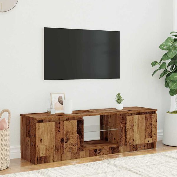 vidaXL TV-kaappi LED-valoilla Vanha puu 140x40x36 cm Teknillinen puu