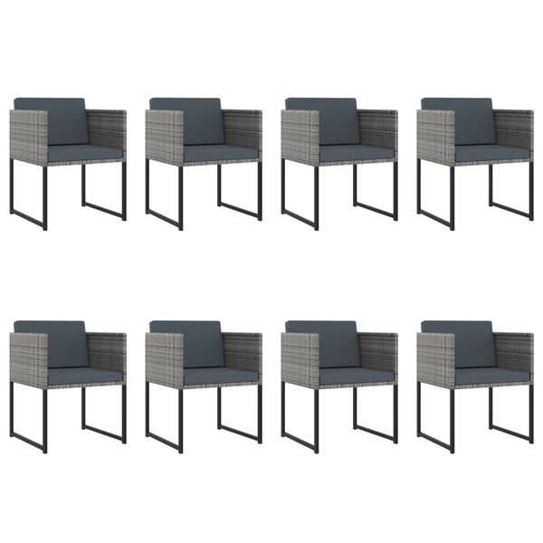 vidaXL 13-osainen Ulkoruokailuryhm&auml; tyynyill&auml; polyrottinki harmaa