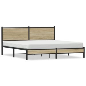 vidaXL Metallinen s&auml;ngynrunko ilman patjaa Sonoma-tammi 180x200 cm