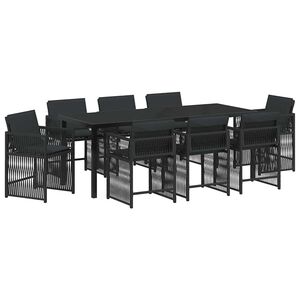 vidaXL Piharuokailu setti 9 kpl Musta polyrottinki