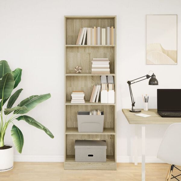 vidaXL Kirjahylly Sonoma-tammi 60x24x176 cm tekninen puu