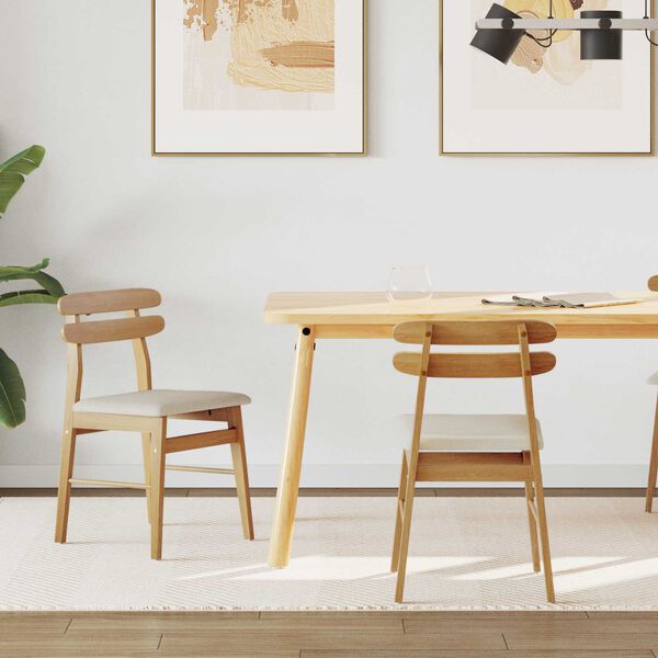 vidaXL Ruokatuoli 2 pcs Luonnollinen ja vaalea Massiivipuuta