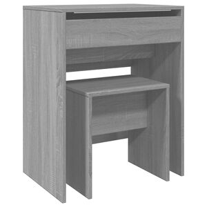 vidaXL Meikkip&ouml;yt&auml; ja jakkara harmaa Sonoma 60x40x113,5 cm
