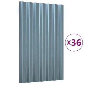 vidaXL Kattopaneeli 36 kpl galvanoitu ter&auml;s harmaa 60x36 cm