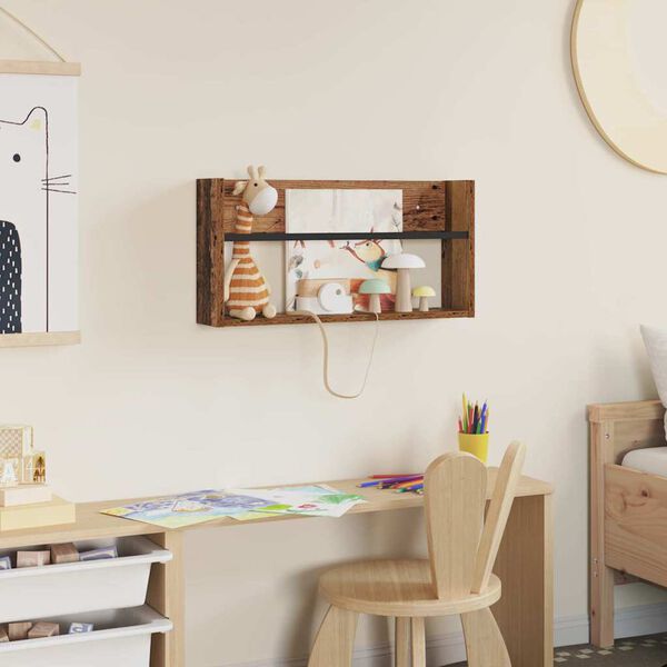 vidaXL Lehtiteline hyllyll&auml; Vanha puu 60 x 12 x 30 cm Tekninen puu