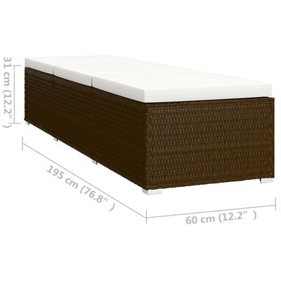 vidaXL 3-osainen Aurinkotuolisarja pikkupöydällä polyrottinki ruskea