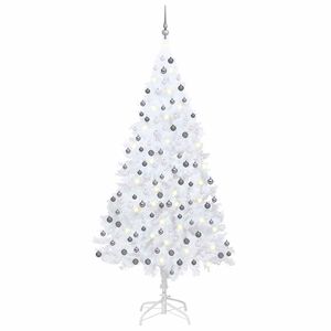 vidaXL Tekojoulukuusi palloilla esivalaistu valkoinen 210 cm PVC