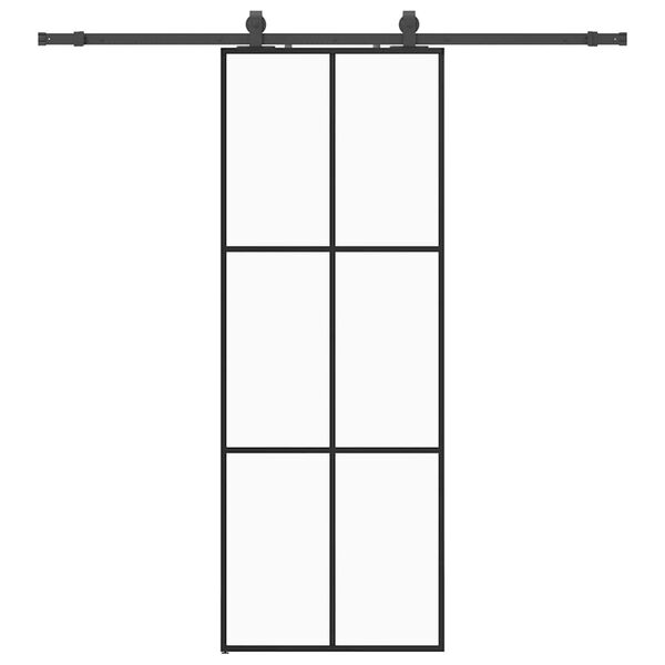 vidaXL Liukuovi asennustarvikkeilla musta 76x205 cm ESG lasi