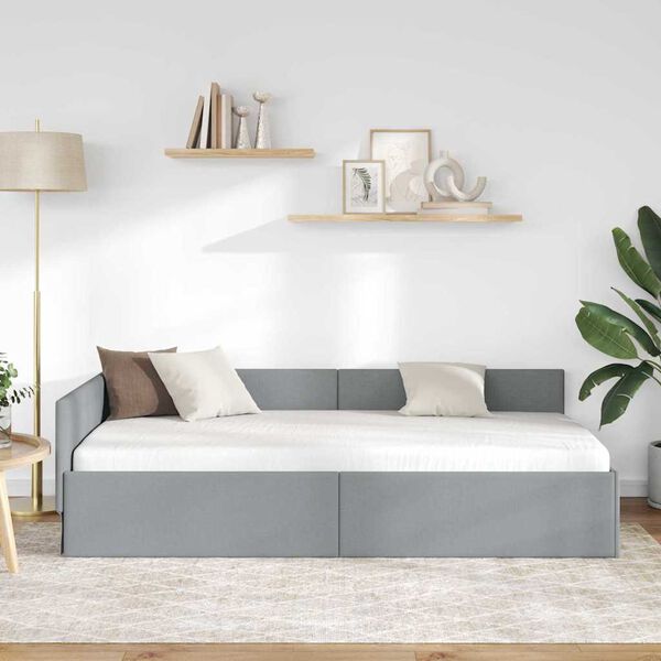 vidaXL Kulmavuoteen runko Vaaleanharmaa 90 cm x 200 cm Sametti