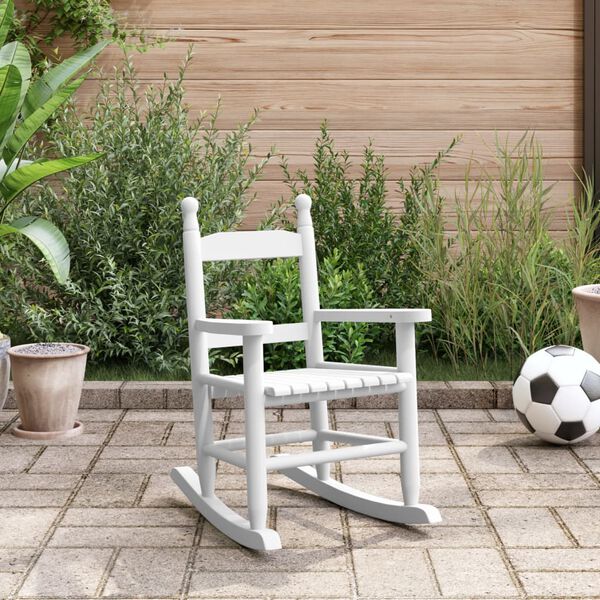 vidaXL Keinutuoli lapsille valkoinen täysi poppelipuu