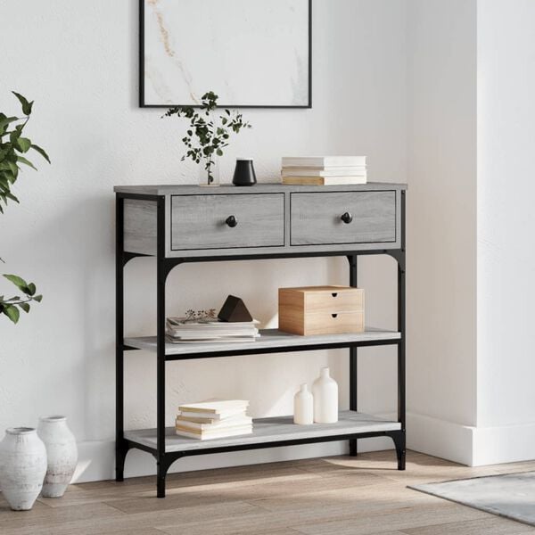 vidaXL Konsolip&ouml;yt&auml; harmaa Sonoma 72,5x25x75 cm tekninen puu