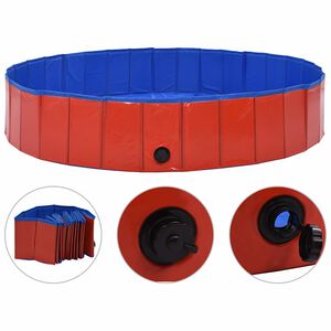vidaXL Kokoontaitettava koiran uima-allas punainen 160x30 cm PVC