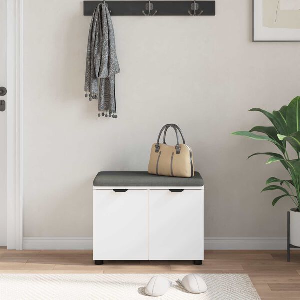 vidaXL Halli penkki tyynyll&auml; s&auml;ilytystilassa Valkoinen 60 x 38 x 46 cm