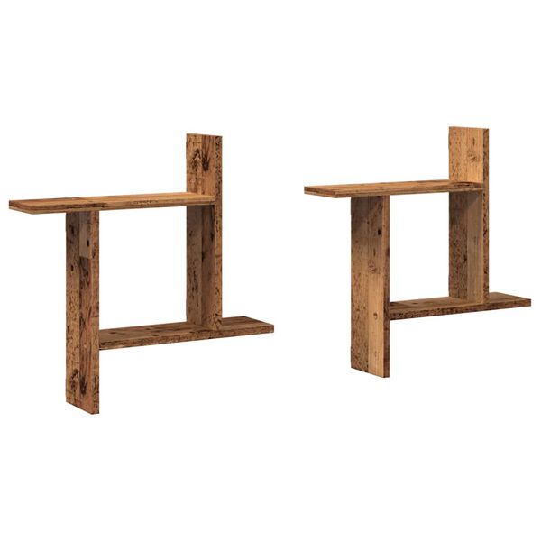 vidaXL Sein&auml;hyllyt 2 kpl vanha puu 50x12x50 cm tekninen puu