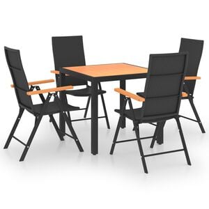 vidaXL 5-osainen Puutarharuokailuryhm&auml; musta ja ruskea
