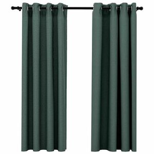 vidaXL Pellavamaiset pimennysverhot renkailla 2 kpl vihre&auml; 140x175 cm