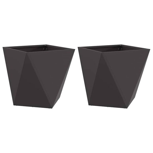vidaXL Kukkalaatikko 2 pcs Musta 50 x 50 x 50 cm Ter&auml;s