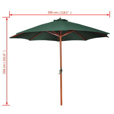 vidaXL Aurinkovarjo vihreä 258 cm
