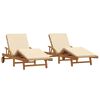 vidaXL Aurinkotuoli 2 pcs Beige 200 x 67 x 84cm Täysi Akaasiapuu