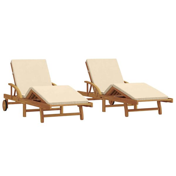 vidaXL Aurinkotuoli 2 pcs Beige 200 x 67 x 84cm Täysi Akaasiapuu