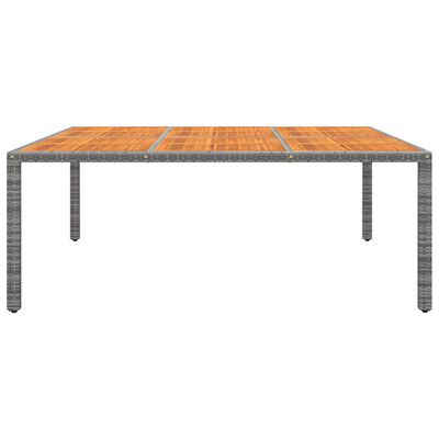 vidaXL Puutarhapöytä 200x150x75 cm akaasiapuu ja polyrottinki harmaa