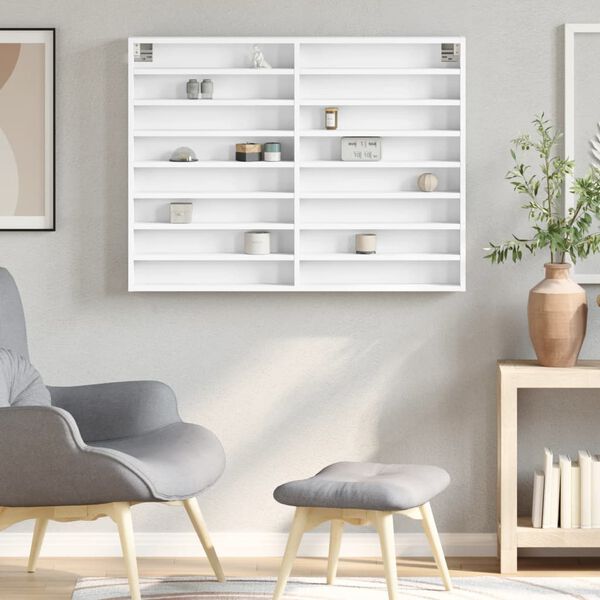 vidaXL Vitriinikaappi valkoinen 100x8,5x75 cm tekninen puu