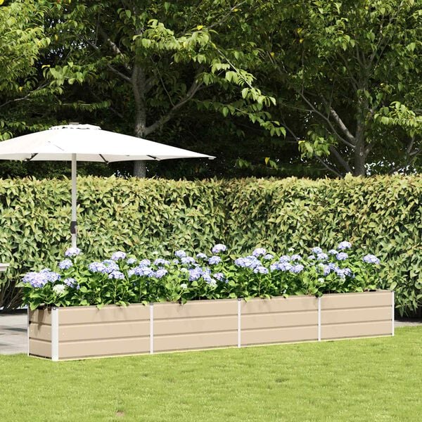 vidaXL Kukkalaatikko Ivoori 480 x 50 x 45 cm Galvanoitu ter&auml;s