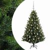 vidaXL Muovinen joulukuusi koristeilla 120 cm 150 LEDi&auml;