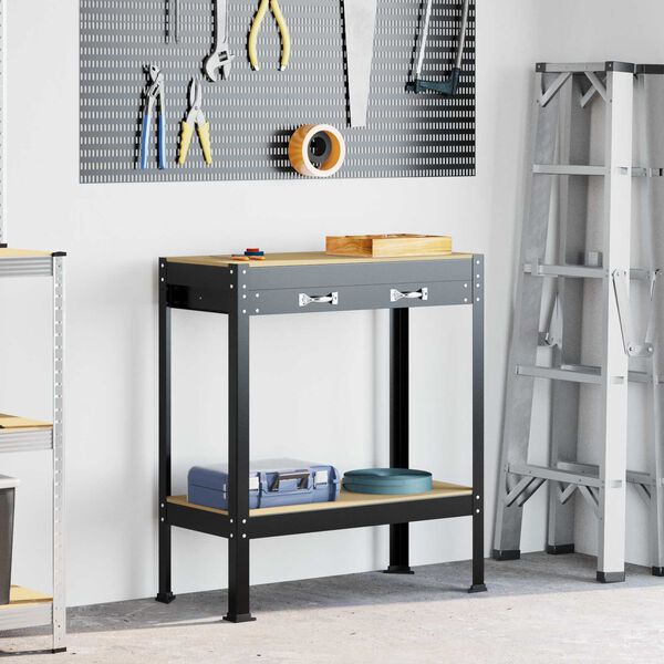 vidaXL Ty&ouml;p&ouml;yd&auml;t laatikon kanssa Musta 81 x 41 x 145 cm Tekninen puu