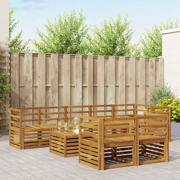 vidaXL Sohvasarjat 9 pcs Luonnollinen Tihe&auml; akasiapuu