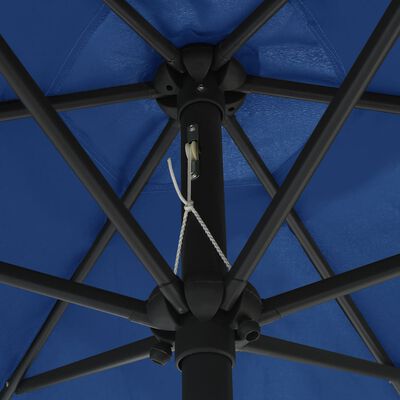 vidaXL Ulkoaurinkovarjo LED-valot alumiinitanko 270 cm taivaansininen