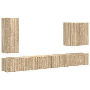 vidaXL TV-sein&auml;kaappi setti Sein&auml;kiinnitett&auml;v&auml; 6 pcs Sonoman tammi