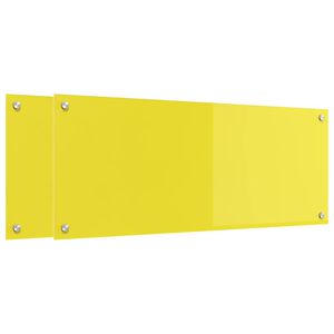 vidaXL Keitti&ouml;n suojapaneeli 2 pcs Keltainen 100 x 40 cm