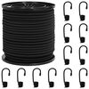vidaXL Bungee Kuminauhat Koukkuilla 4 mm Musta PP ja kumi
