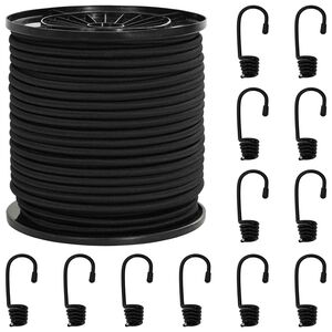 vidaXL Bungee Kuminauhat Koukkuilla 4 mm Musta PP ja kumi