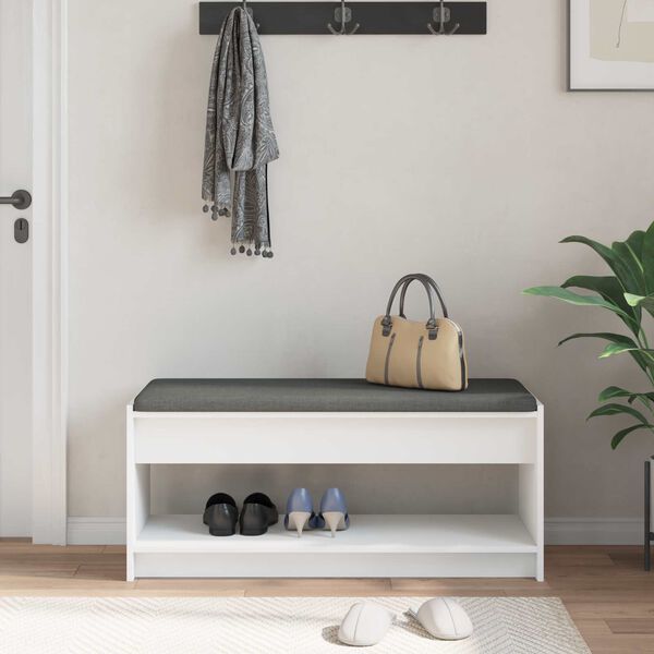 vidaXL Halli penkki Valkoinen 103 x 38 x 45 cm Insin&ouml;&ouml;ripuu ja kangas