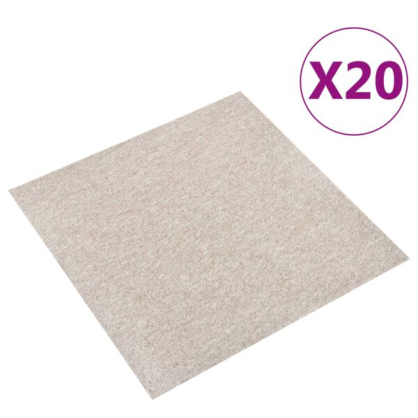 vidaXL Tekstiililaatta 20 kpl 5 m² 50x50 cm vaalea beige