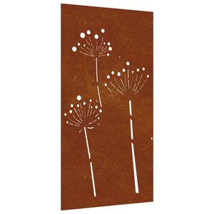vidaXL Puutarhasein&auml;koriste 105x55 cm corten ter&auml;s kukkakuvio